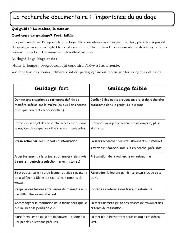 Recherche doc importance du guidage