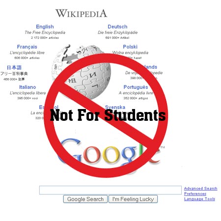 Students access google wikipedia